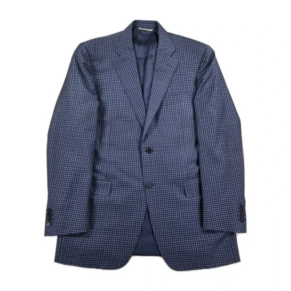 Canali Wool Plaid Blazer Mens 42L Sport Coat 2 Button Italy - Picture 1 of 13